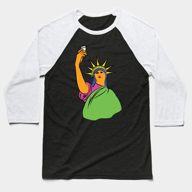 Selfie statue of Liberty Baseball T-Shirt by Hiba